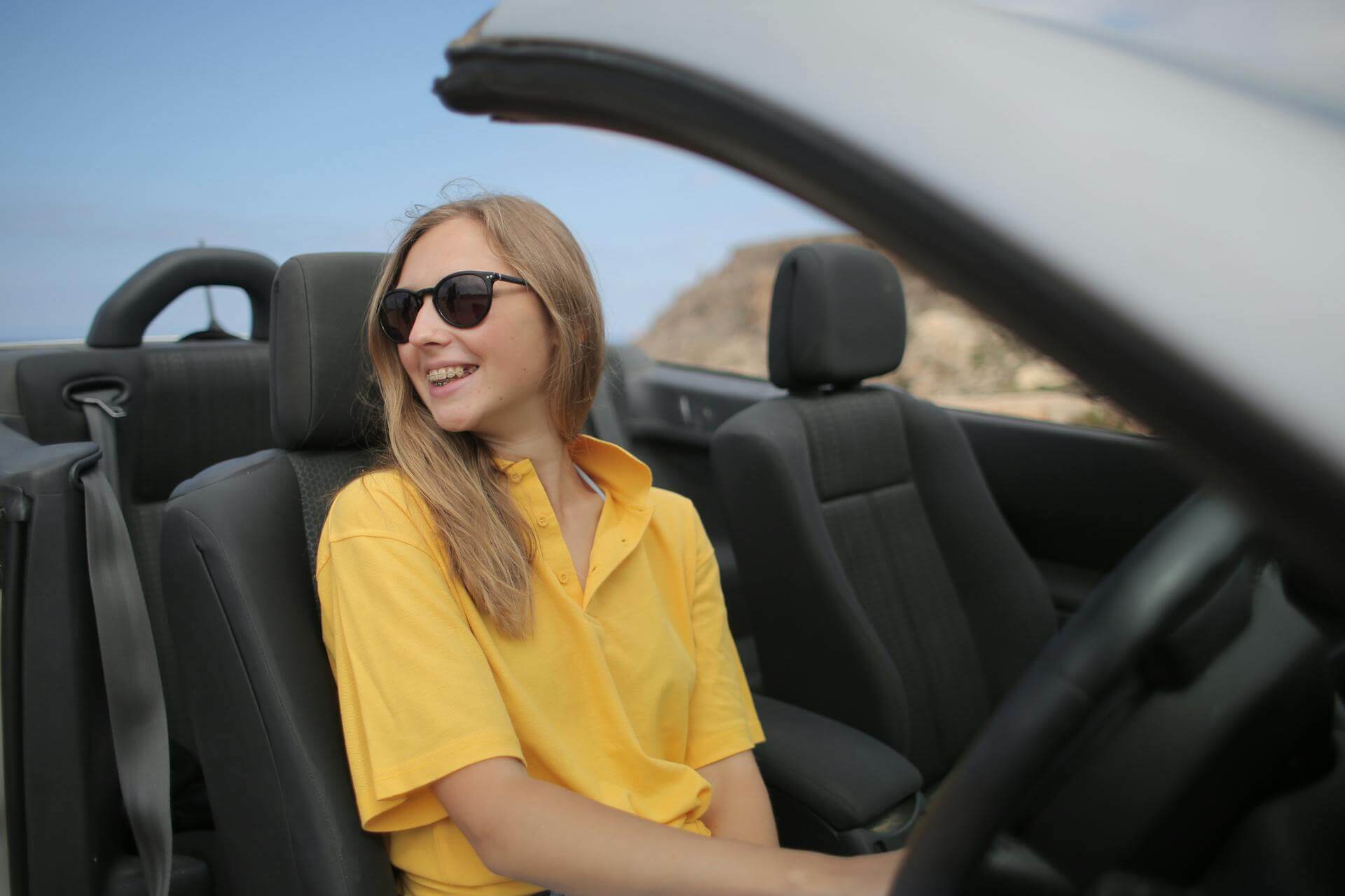 A woman behind the wheel